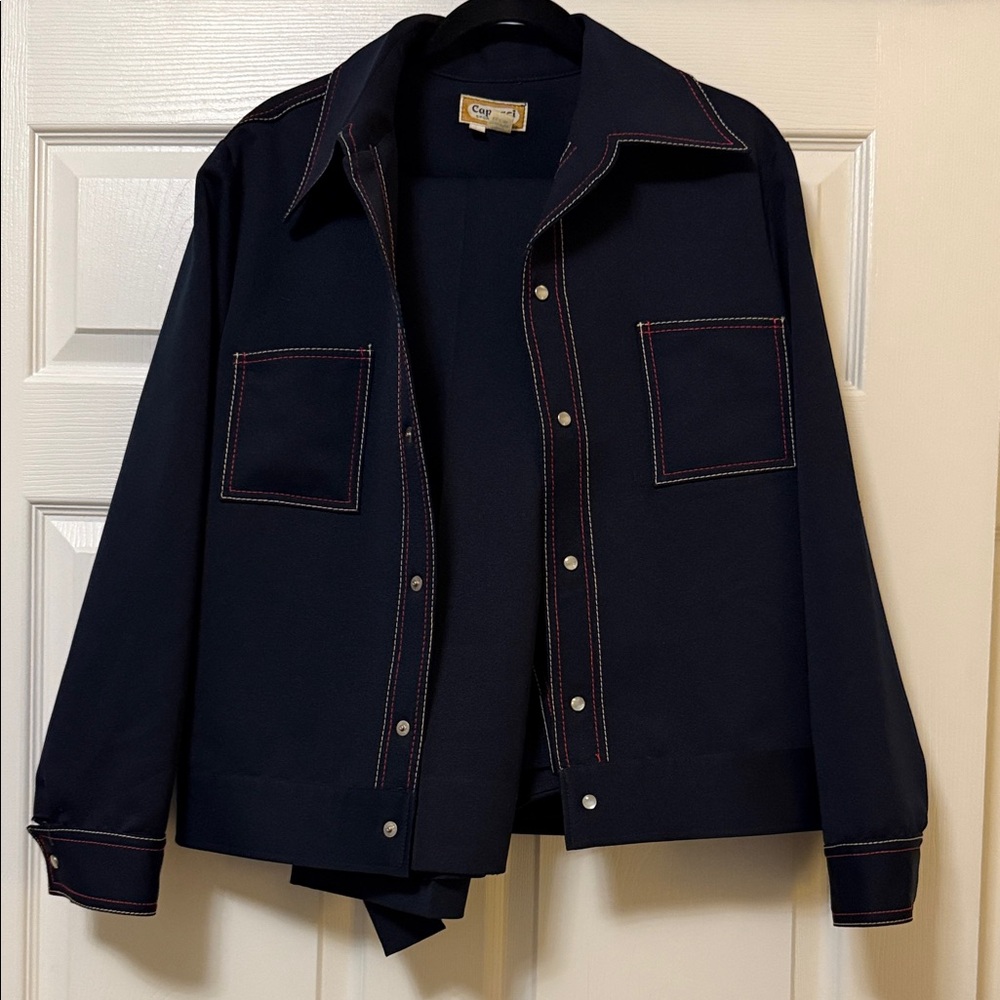Vintage 70s Roberto Capucci Navy Men 2 piece long sleeve leisure suit